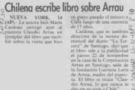 Chilena escribe libro sobre Arrau Chilena escribe libro sobre Arrau