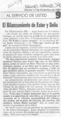 El bilanzamiento de Ester y Delia El bilanzamiento de Ester y Delia