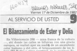 El bilanzamiento de Ester y Delia El bilanzamiento de Ester y Delia