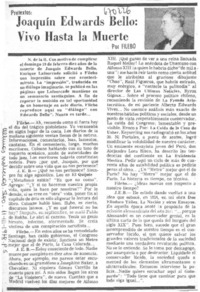 Joaquín Edwards Bello, vivo hasta la muerte Joaquín Edwards Bello, vivo hasta la muerte