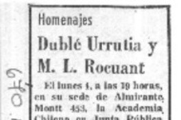 Dublé Urrutia y M. L. Rocuant Dublé Urrutia y M. L. Rocuant