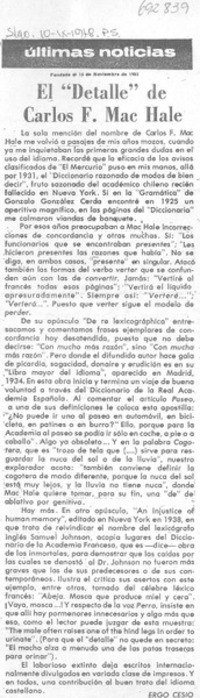 El "detalle" de Carlos F. Mac Hale El "detalle" de Carlos F. Mac Hale