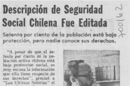 Descripción de seguridad social chilena fue editada. Descripción de seguridad social chilena fue editada.