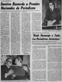 Emotivo recuerdo a premios nacionales de periodismo. Emotivo recuerdo a premios nacionales de periodismo.