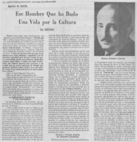 Ese hombre que ha dado una vida por la cultura Ese hombre que ha dado una vida por la cultura