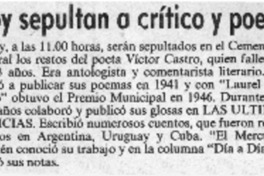 Hoy sepultan a crítico y poeta. Hoy sepultan a crítico y poeta.