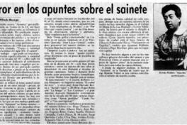 Error en los apuntes sobre el sainete Error en los apuntes sobre el sainete
