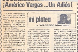 ¡Américo Vargas...Un adiós! ¡Américo Vargas...Un adiós!