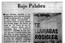 Bajo palabra. Bajo palabra.