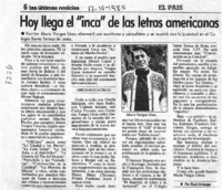 Hoy llega el "inca" de las letras americanas Hoy llega el "inca" de las letras americanas