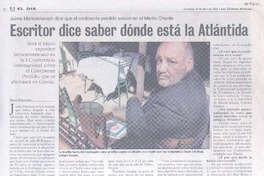 Escritor dice saber donde está la Atlántida (entrevistas) Escritor dice saber donde está la Atlántida (entrevistas)