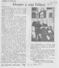 Alcance a una crítica Alcance a una crítica