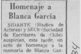 Homenaje a Blanca García. Homenaje a Blanca García.