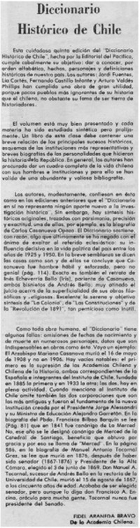 Diccionario histórico de Chile Diccionario histórico de Chile