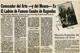 Conocedor del arte y del museo es el ladrón de famoso cuadro de Rugendas. Conocedor del arte y del museo es el ladrón de famoso cuadro de Rugendas.