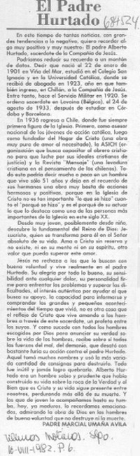 El Padre Hurtado. El Padre Hurtado.