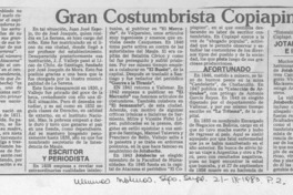 Gran costumbrista copiapino. Gran costumbrista copiapino.
