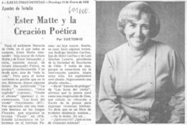 Ester Matte y la creación poética Ester Matte y la creación poética