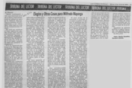 Elogios y otras cosas para Wilfredo Mayorga Elogios y otras cosas para Wilfredo Mayorga