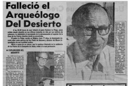 Falleció el arqueólogo del desierto. Falleció el arqueólogo del desierto.