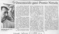 Desconocido ganó premio Neruda Desconocido ganó premio Neruda