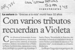 Con varios tributos recuerdan a Violeta Con varios tributos recuerdan a Violeta
