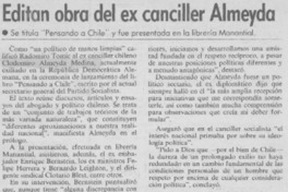 Editan obra del ex Canciller Almeyda Editan obra del ex Canciller Almeyda