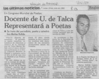 Docente de U. de Talca representará a poetas Docente de U. de Talca representará a poetas