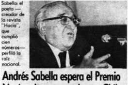 Andrés Sabella espera el Premio Nacional conversando con Chile. Andrés Sabella espera el Premio Nacional conversando con Chile.