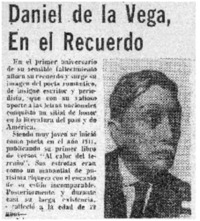 Daniel de la Vega, en el recuerdo. Daniel de la Vega, en el recuerdo.