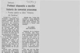 Profesor dispuesto a escribir historia de comunas araucanas Profesor dispuesto a escribir historia de comunas araucanas