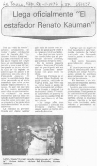 Llega oficialmente "El estafador Renato Kauman". Llega oficialmente "El estafador Renato Kauman".