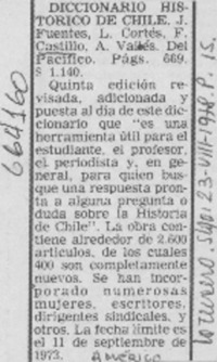 Diccionario histórico de Chile. Diccionario histórico de Chile.