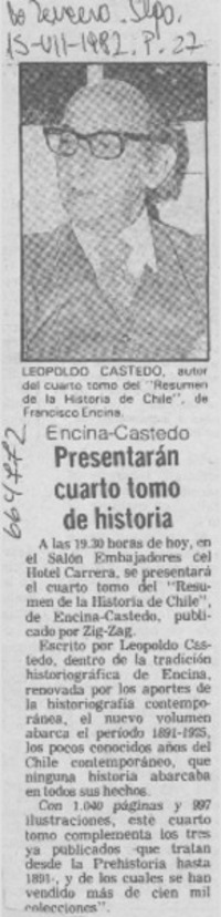 Presentarán cuarto tomo de historia. Presentarán cuarto tomo de historia.