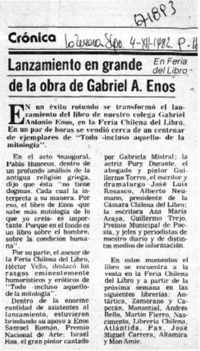 Lanzamiento en grande de la obra de Gabriel A. Enos. Lanzamiento en grande de la obra de Gabriel A. Enos.
