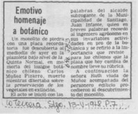 Emotivo homenaje a botánico. Emotivo homenaje a botánico.