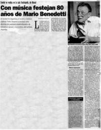 Con música festejan 80 años de Mario Benedetti Con música festejan 80 años de Mario Benedetti