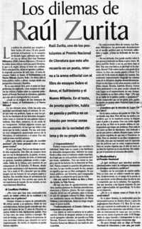 Los dilemas de Raúl Zurita Los dilemas de Raúl Zurita