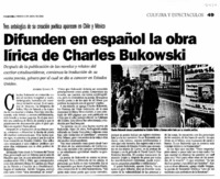 Difunden en español la obra lírica de Charles Bukowski Difunden en español la obra lírica de Charles Bukowski
