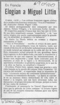 Elogian a Miguel Littin. Elogian a Miguel Littin.