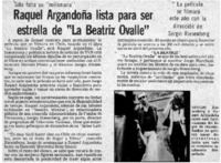 Raquel Argandoña lista para ser estrella de "La Beatriz Ovalle". Raquel Argandoña lista para ser estrella de "La Beatriz Ovalle".