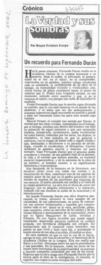 Un recuerdo para Fernando Durán Un recuerdo para Fernando Durán