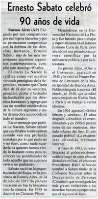 Ernesto Sábato celebró 90 años de vida. Ernesto Sábato celebró 90 años de vida.