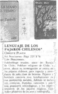 Lenguaje de los pájaros chilenos. Lenguaje de los pájaros chilenos.