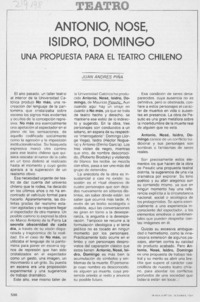 "Antonio, Nosé, Isidro, Domingo" una propuesta para el teatro chileno "Antonio, Nosé, Isidro, Domingo" una propuesta para el teatro chileno
