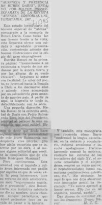 Ausencia y presencia de Rubén Darío" Ausencia y presencia de Rubén Darío"