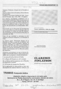 "Clarence Finlayson, sinopsis de la filosofía en Chile" "Clarence Finlayson, sinopsis de la filosofía en Chile"