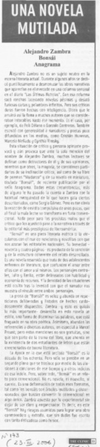 Una novela mutilada Una novela mutilada