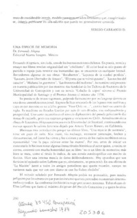 "Una especie de memoria" "Una especie de memoria"
