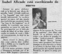 Isabel Allende está escribiendo de nuevo Isabel Allende está escribiendo de nuevo